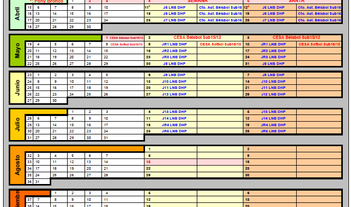 CALENDARIO DE COMPETICIONES 2026