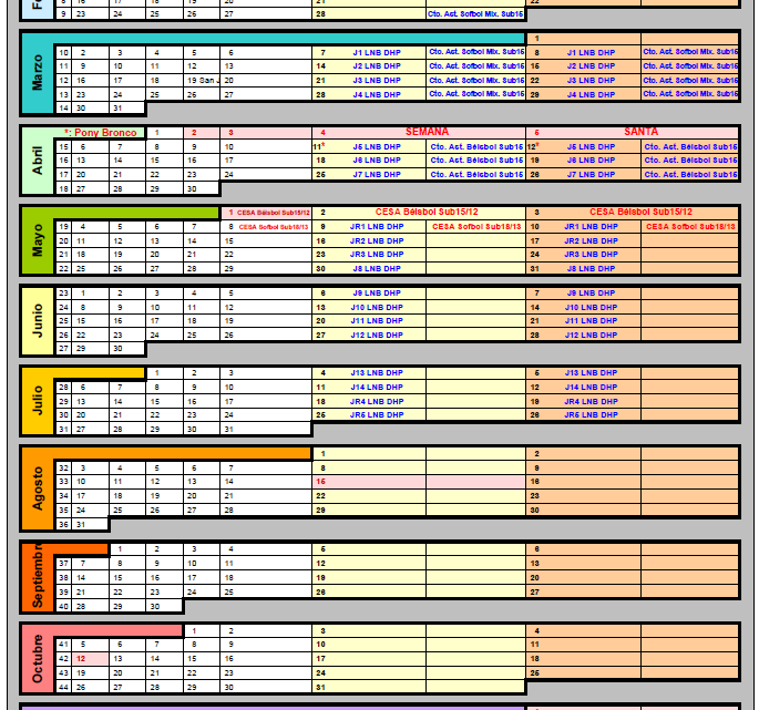 CALENDARIO DE COMPETICIONES 2026